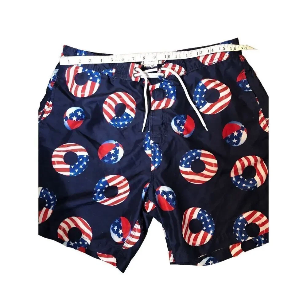 Summer Swimsuit Trunks Surf Swim Swami American Flag Print Swim trunks XL